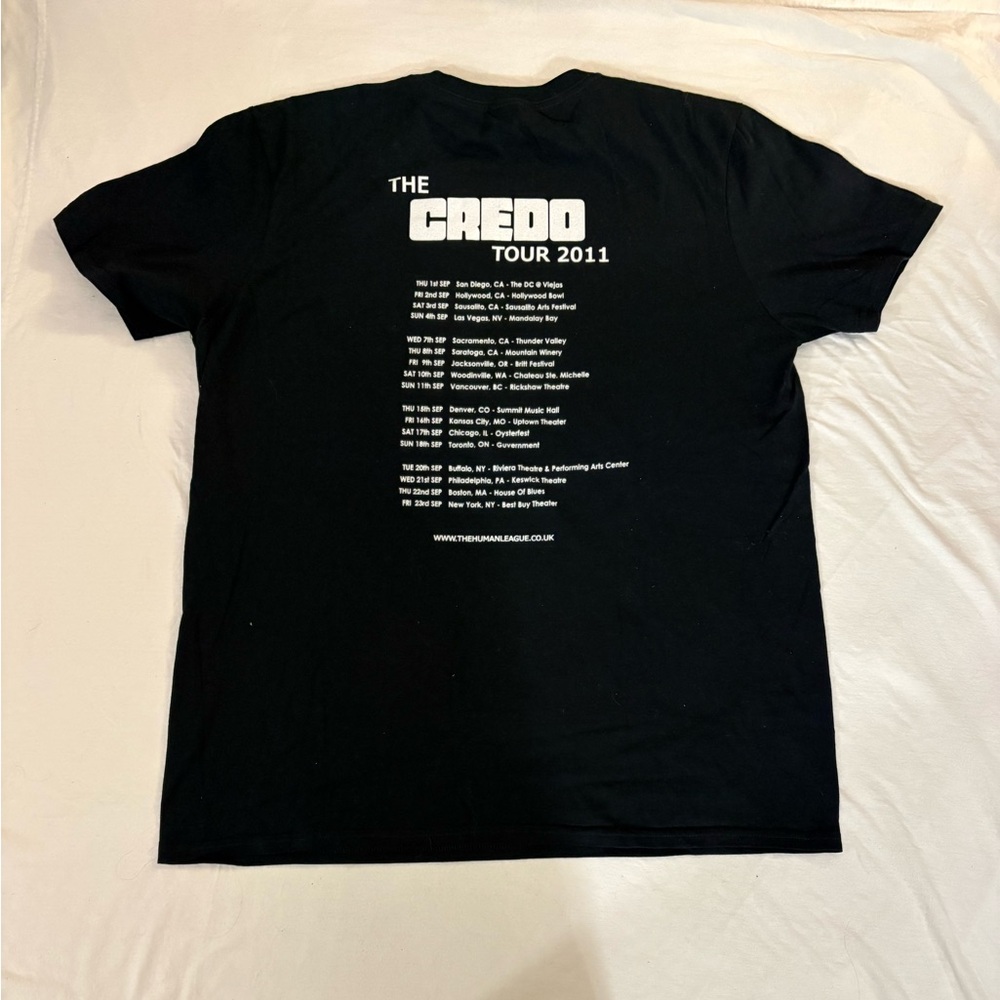 The Human League Band The Credo Tour 2011 Men’s L Large Tee T-Shirt Black - Picture 3 of 3